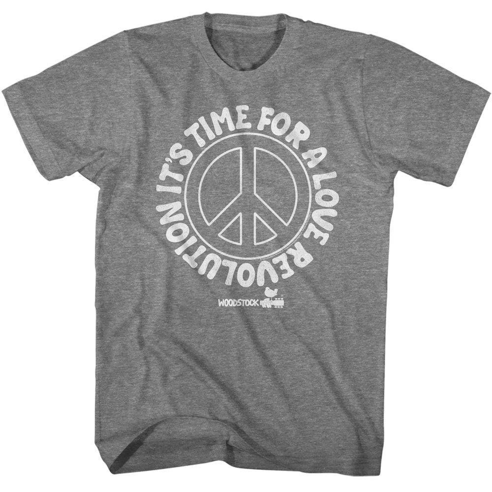 Woodstock Love Revolution Peace Sign Graphite Heather T-Shirt